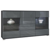 SIDEBOARD Bari Grau Hochglanz - Grau, Holzwerkstoff (138.5/75.5/35cm) - Vladon