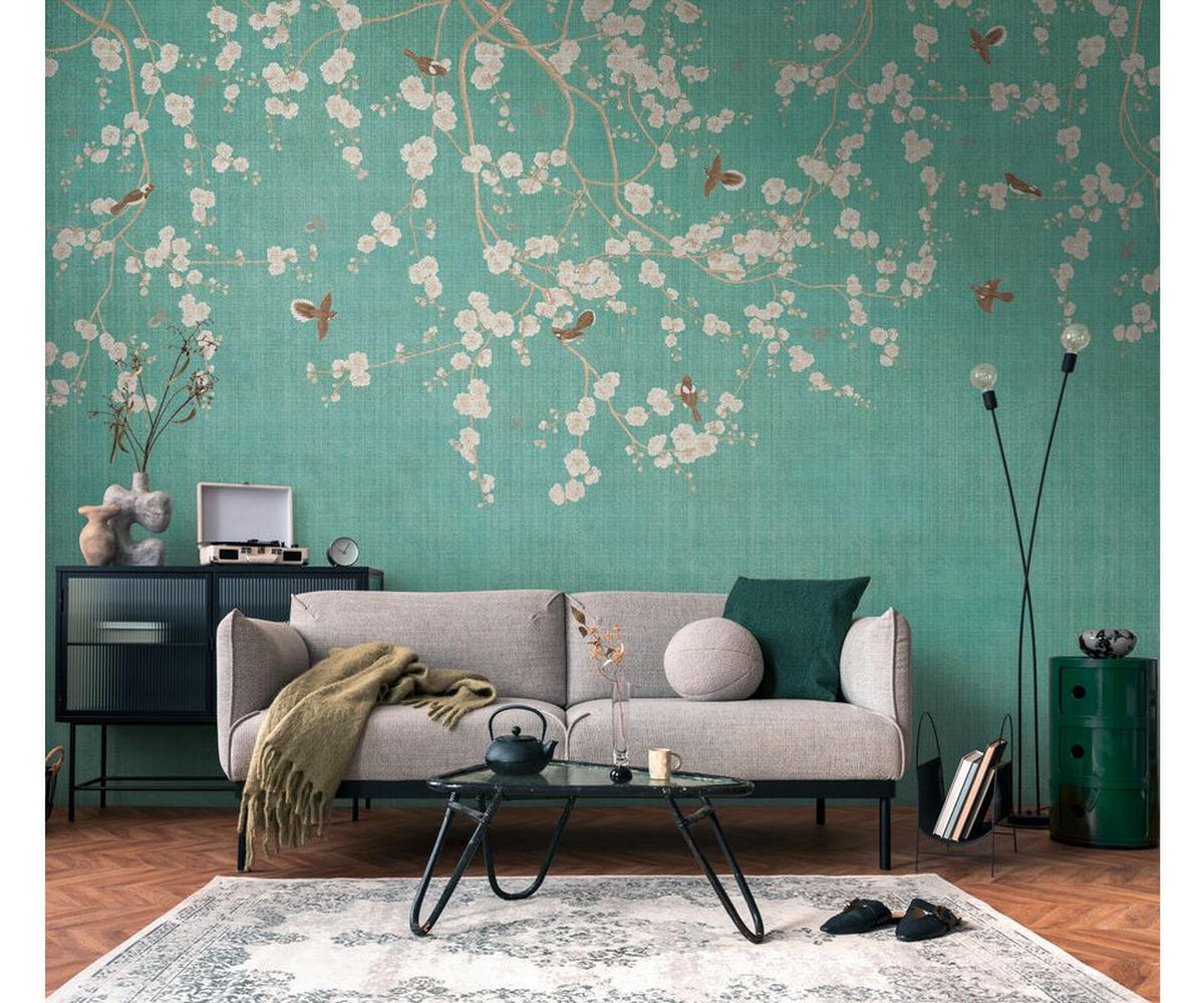 VLIESTAPETE Blau 371/280 cm - Blau/Beige, Textil (371/1cm) - KUNSTLOFT