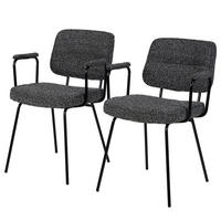 POLSTERSTUHL - 2er-Set - Metall / Textil - Schwarzweiß - Schwarz/Weiß, Textil/Metall (58/80/60cm) - home24