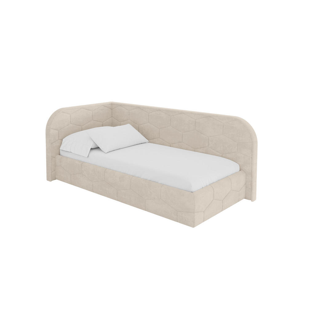 ALTDECOR JEDNOLŮŽKOVÁ POSTEL pro mládež s úložným prostorem a matrací H3/H4, vpravo - JAXY 80x200 béžová