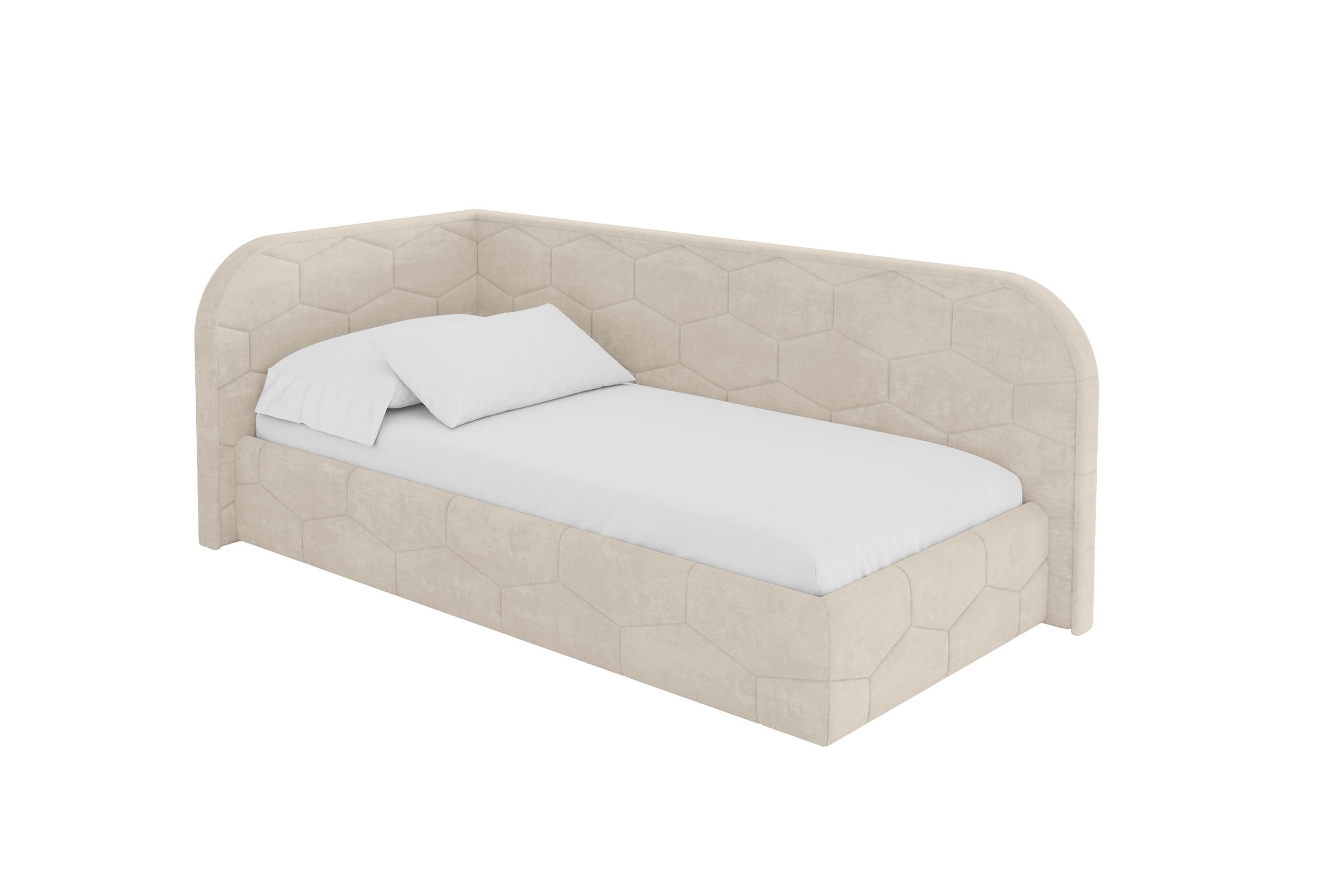 EINZELLBETT Jugendbett mit Bettkasten und Matratze H3/H4, Rechts - JAXY 90x200 Beige - Naturfarben, Holzwerkstoff/Textil (90/200cm) - ALTDECOR