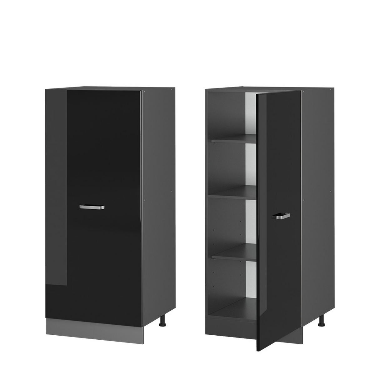 HOCHSCHRANK R-Line Schwarz Hochglanz 60 cm - Schwarz Hochglanz/Anthrazit, Holzwerkstoff (60/143/57cm) - Vicco