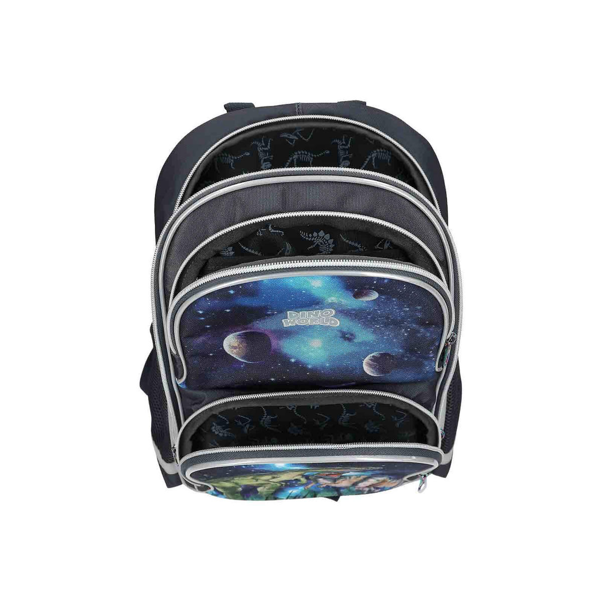 SCHULRUCKSACK GALAXY Dino World grau-grün 16 x 33 cm - Grau/Grün, Textil (33/16cm) - Depesche Germany