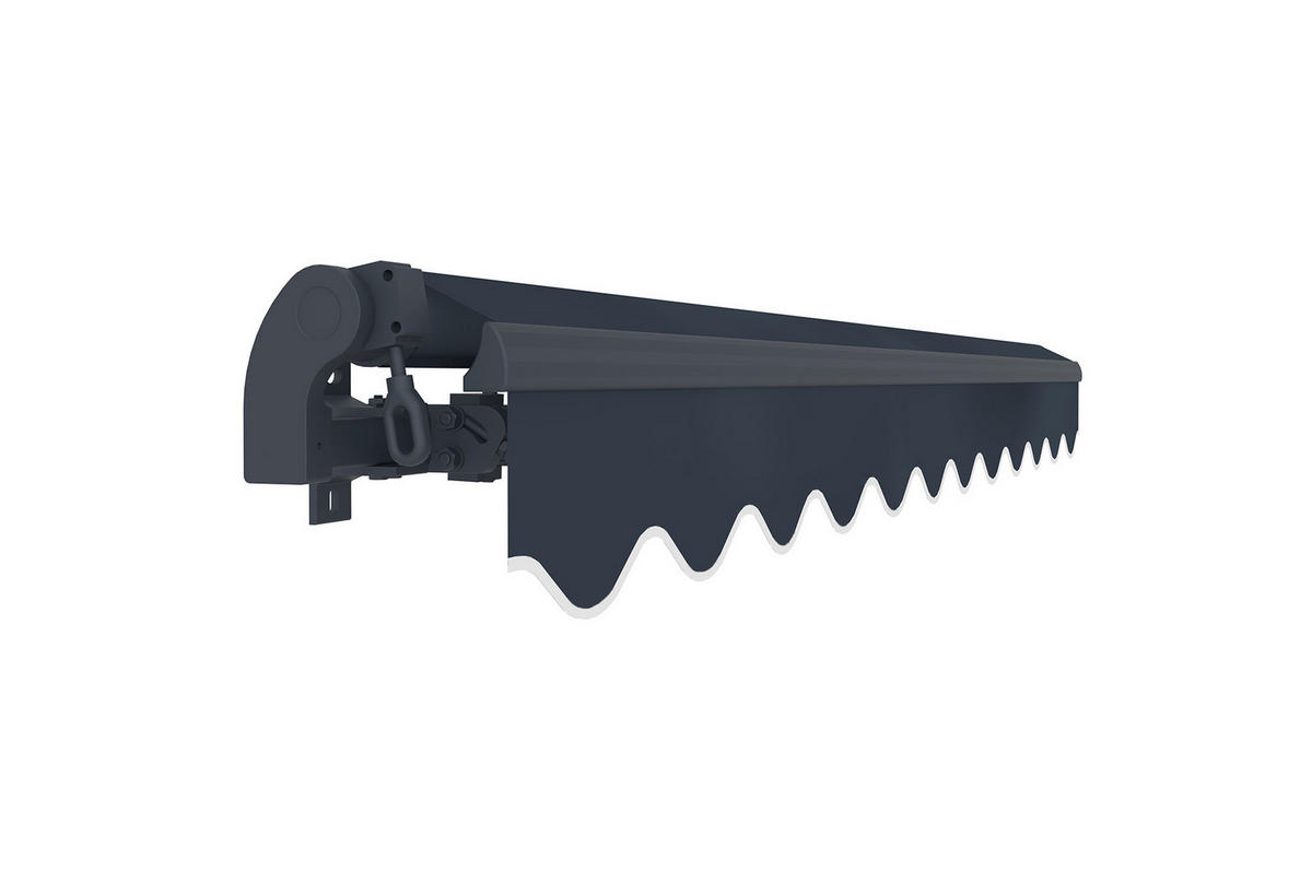 EINTEILIGE MARKISE Vecchio Grau 4m x 3m - Premium-Leinwand 320g/m² - Grau, Metall (395/270/300cm) - Cazeboo