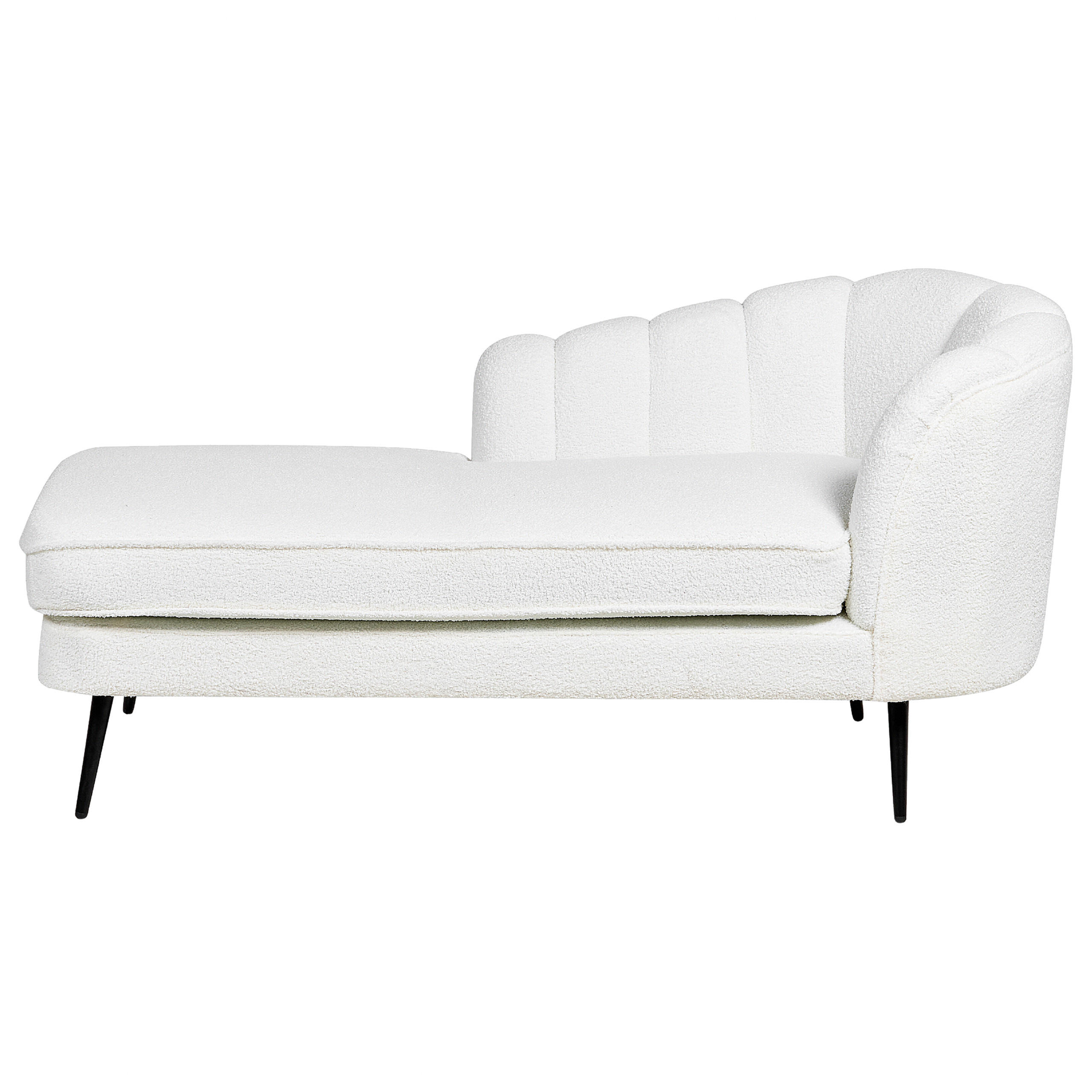 CHAISELONGUE Bouclé cremeweiß rechtsseitig Allier - Schwarz/Weiß, Textil (150/75/76cm) - Beliani