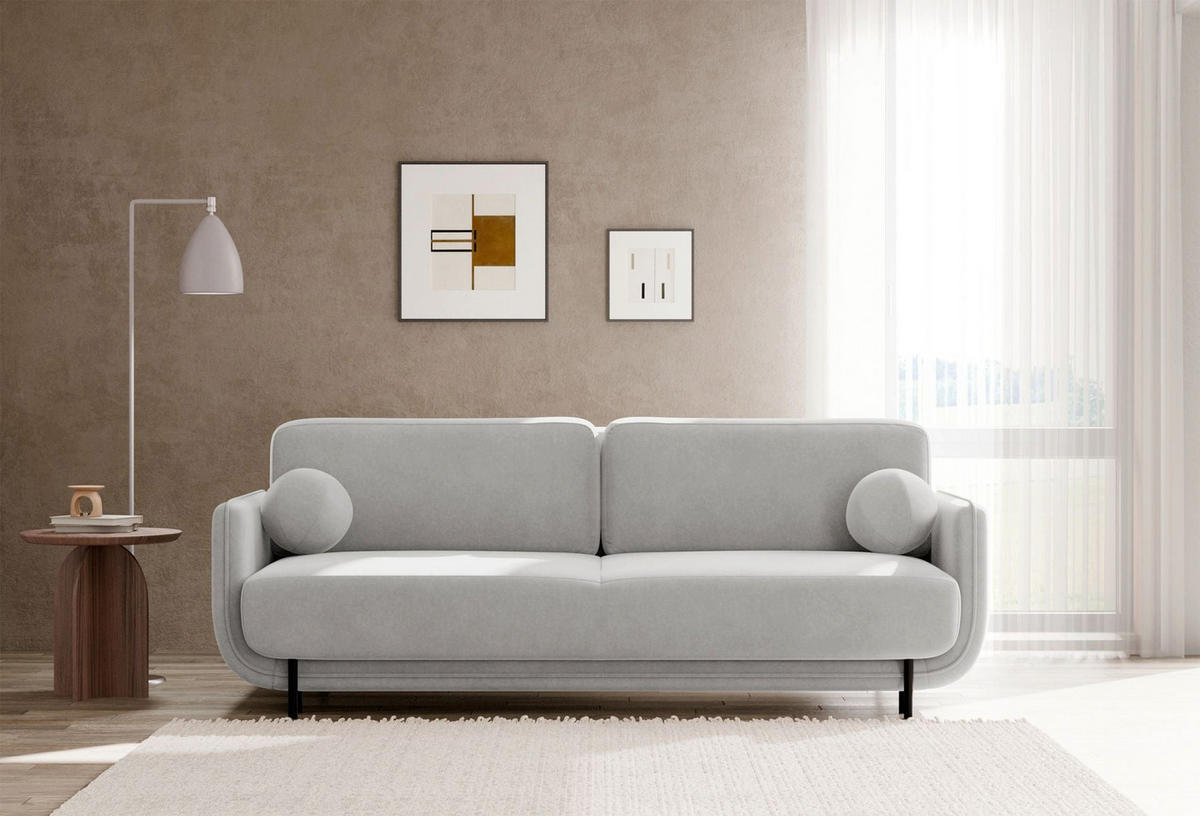 SCHLAFSOFA Ovals Hellgrau - Hellgrau/Schwarz, Textil/Metall (236/95/96cm) - Selsey