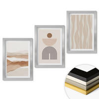 WANDBILDER 3er Set - 20x30 cm Silberner Rahmen - Abstrakte Landschafts- und Naturgeometrie - Silberfarben, Kunststoff (20/30cm) - ArtPrintCave