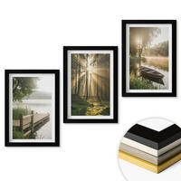 WANDBILDER 3er-Set - 20x30 cm Schwarzer Rahmen - See, Wald, Boot, Morgennebel - Schwarz, Kunststoff (20/30cm) - ArtPrintCave
