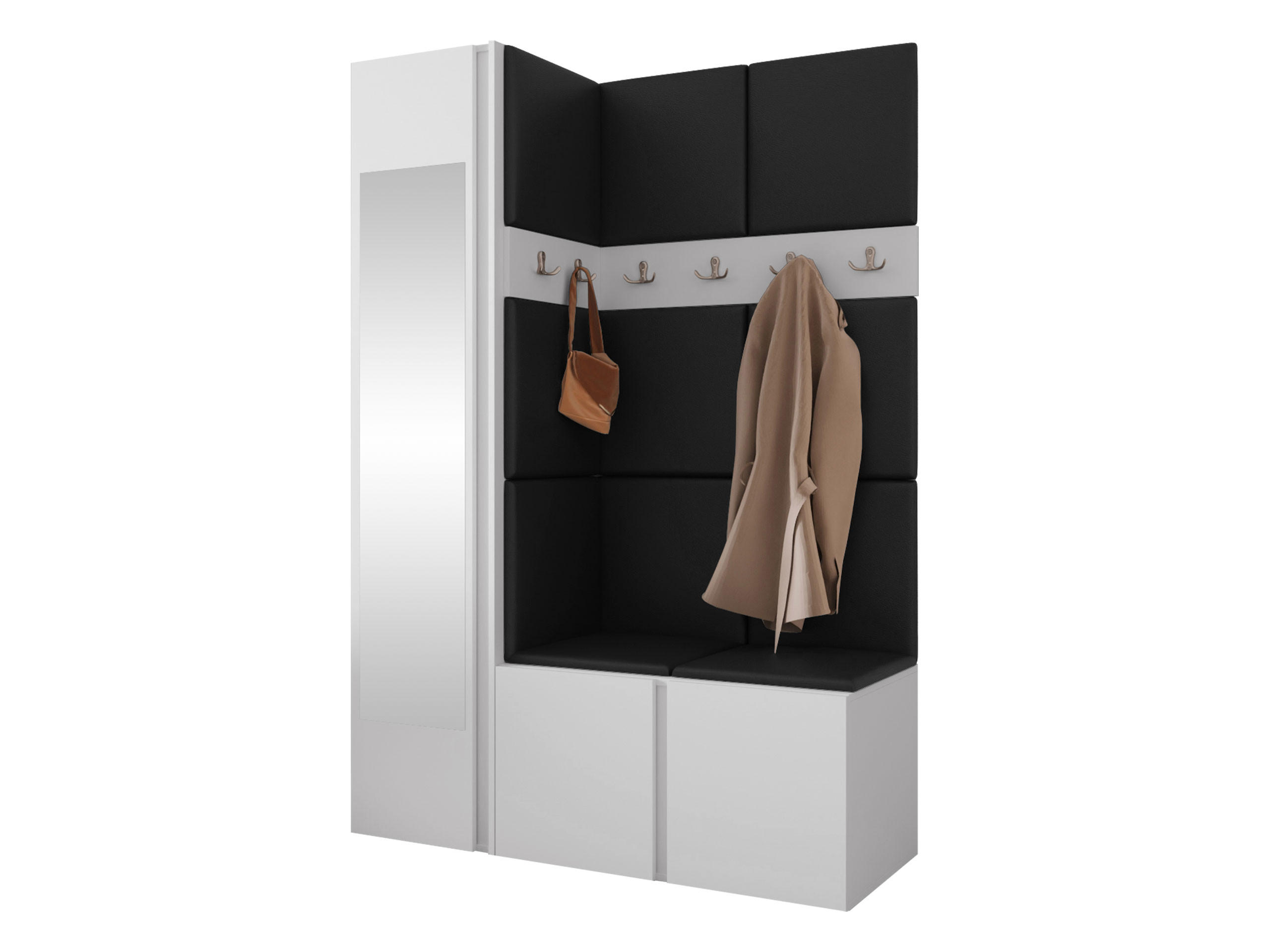 Mirjan24 Garderoben-Set Weiß, Schwarz 124x186x46 cm