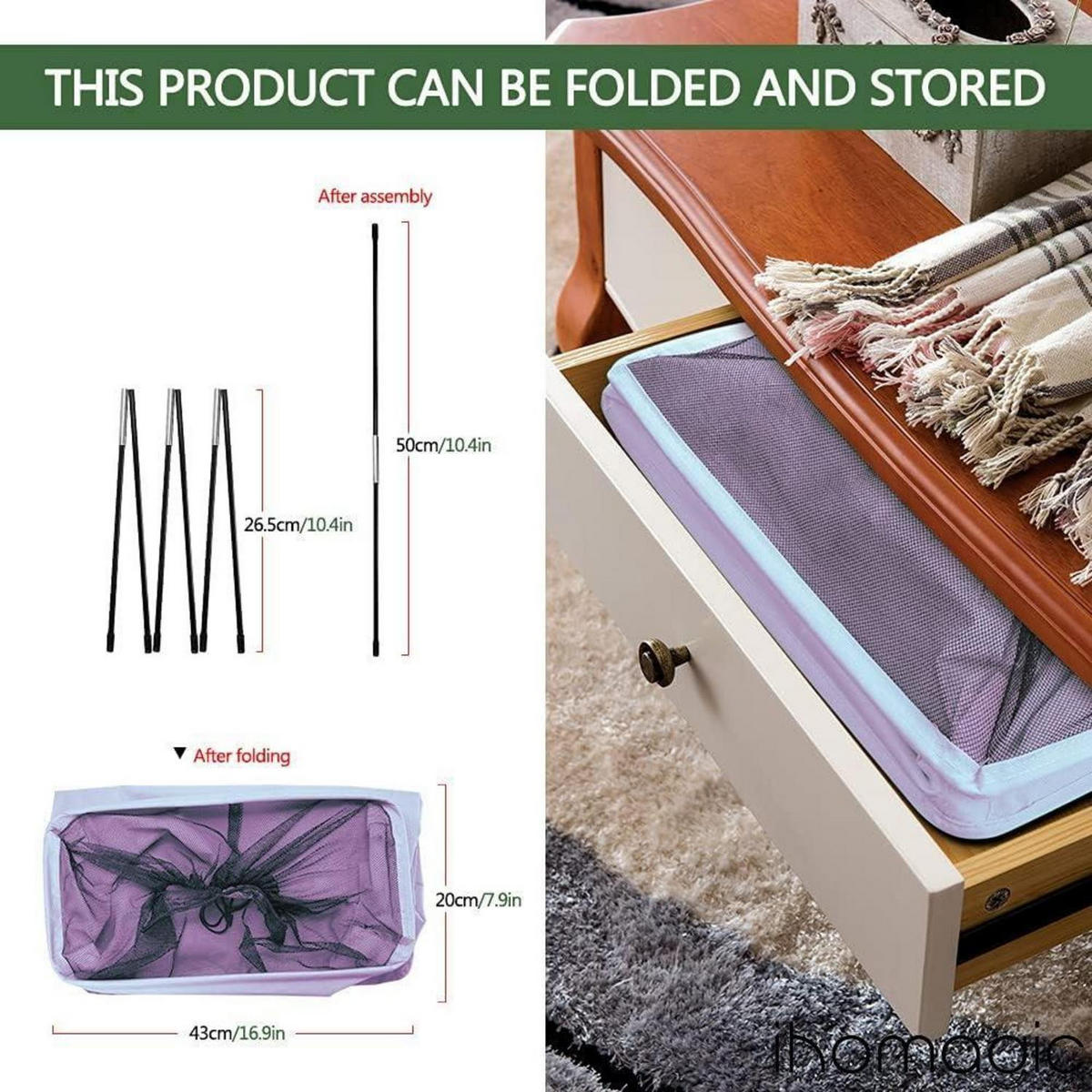 WÄSCHEKORB mit Rollen 40L Violett - Lila, Textil (18.5/57.9/38.9cm)