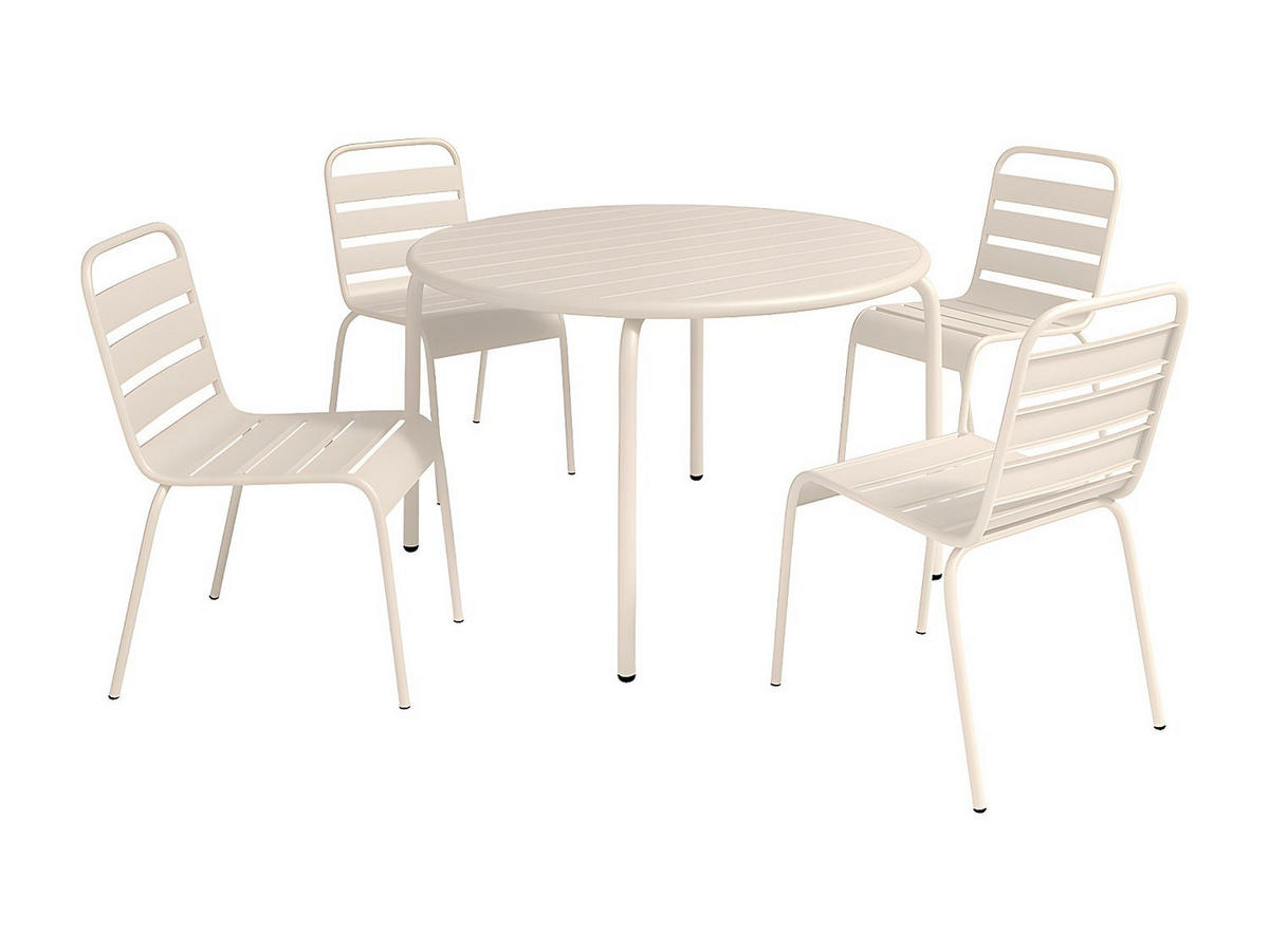 GARTENESSGRUPPE im Set - 4 -Sitzer - Stahl - beige - MIRMANDE - Beige, Metall - Vente-Unique