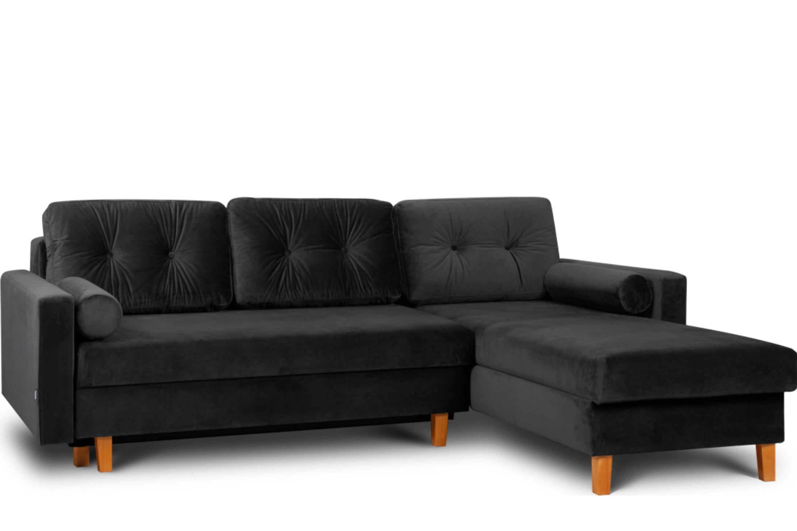 ECKSCHLAFSOFA ERISO 3/4 Sitzer und Universalecke mit Ottoman, Velour-Stoff, graphit - Graphitfarben/Braun, Textil (240/183cm) - KONSIMO®