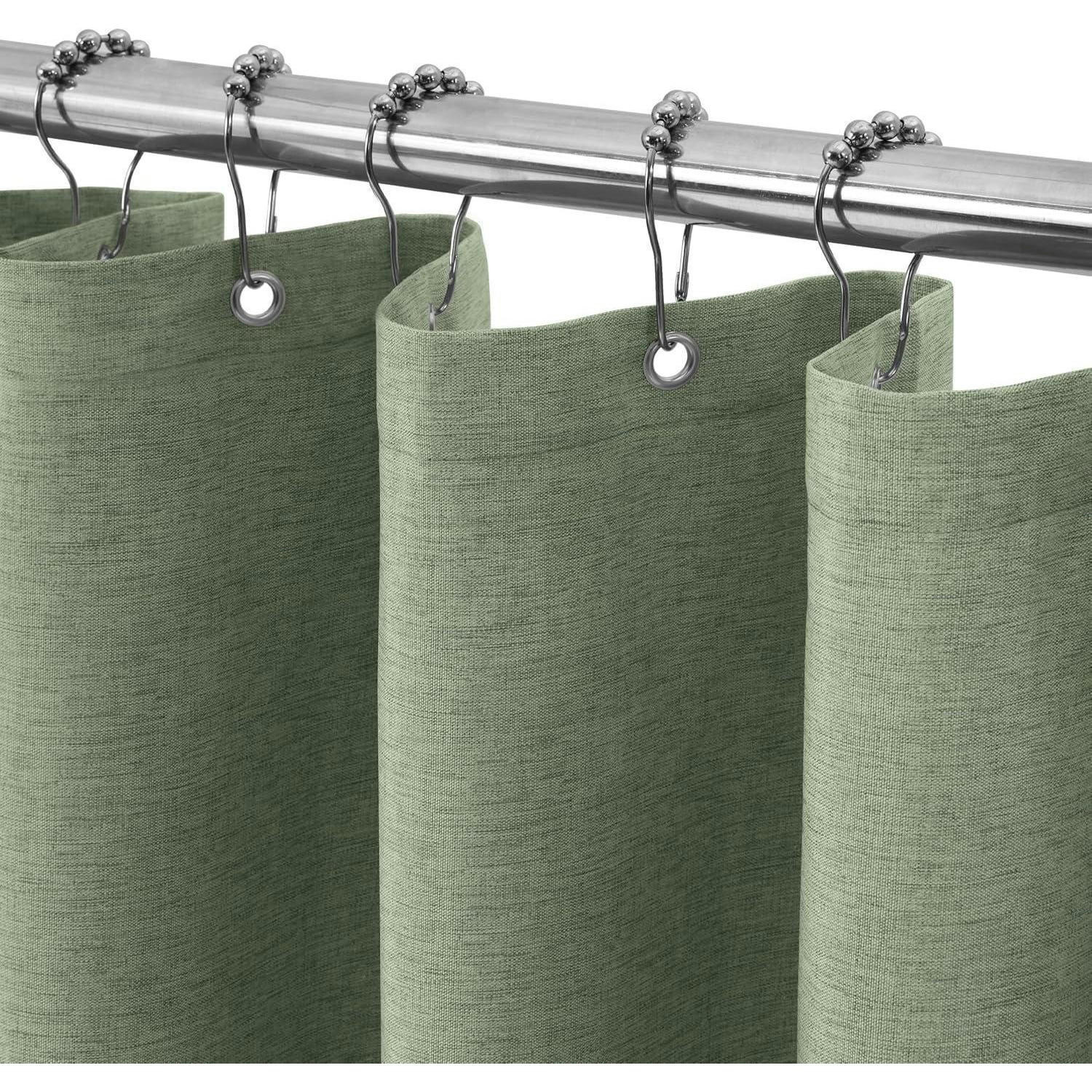 DUSCHVORHANG Leinenoptik Grün 92 x 182 cm - Grün, Textil (92/182cm)