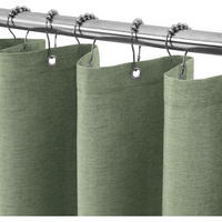 DUSCHVORHANG Leinenoptik Grün 92 x 182 cm - Grün, Textil (92/182cm)