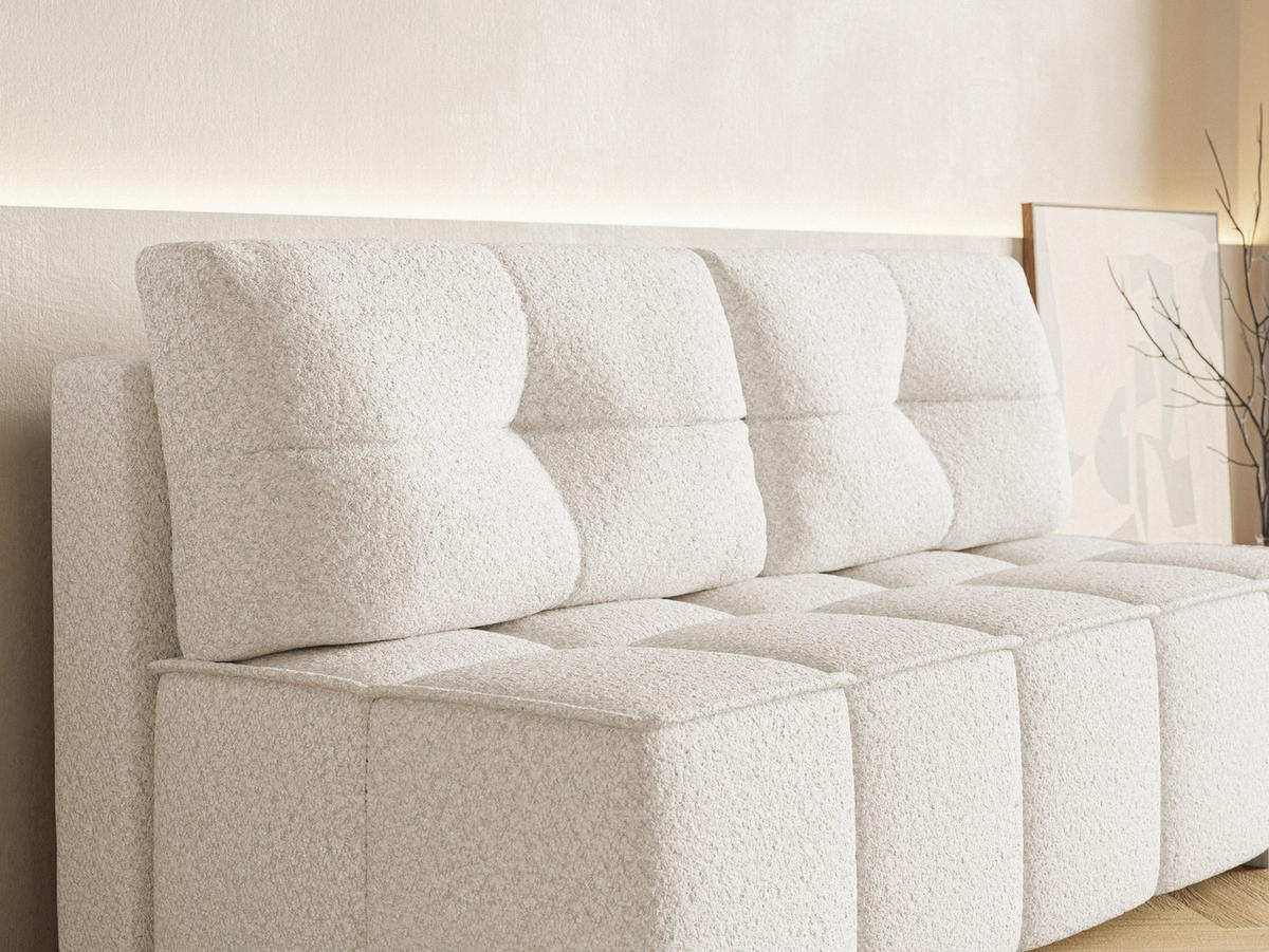 SCHLAFSOFA LORA, Sofa mit Schlaffunktion und Bettkasten, Farbe: Beige, Bouclé-Stoff - Beige, Textil (196/90/85cm) - Sepro Meble