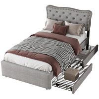POLSTERBETT 90/200 cm Grau aus MDF mit 2 Schubladen - Grau, Textil (90/200cm) - OKMYHOME