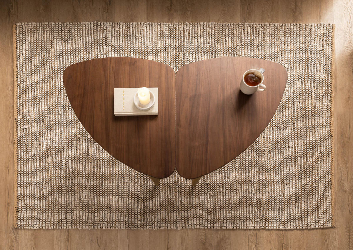 COUCHTISCH Nussbaum-Echtholzfurnier 120x70x45 braun lackiert BUTTERFLY #115 - Braun, Holz (120/70/45cm) - Massivmoebel24