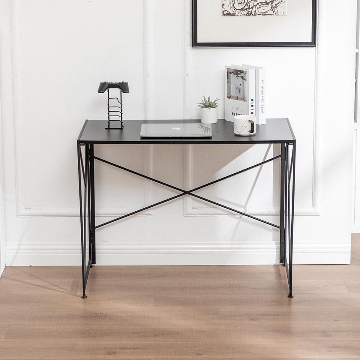 SCHREIBTISCH 99x50x75cm- Schwarz - Schwarz, Holz/Metall (99/50/75cm) - KOMHTOM