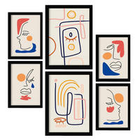 POSTER Set Mit 6 Jazzy Arts 2 In Weibliche Zusammenfassung A3 & A4 Schwarzer Rahmen - Schwarz, Papier (29/3cm) - Nacnic
