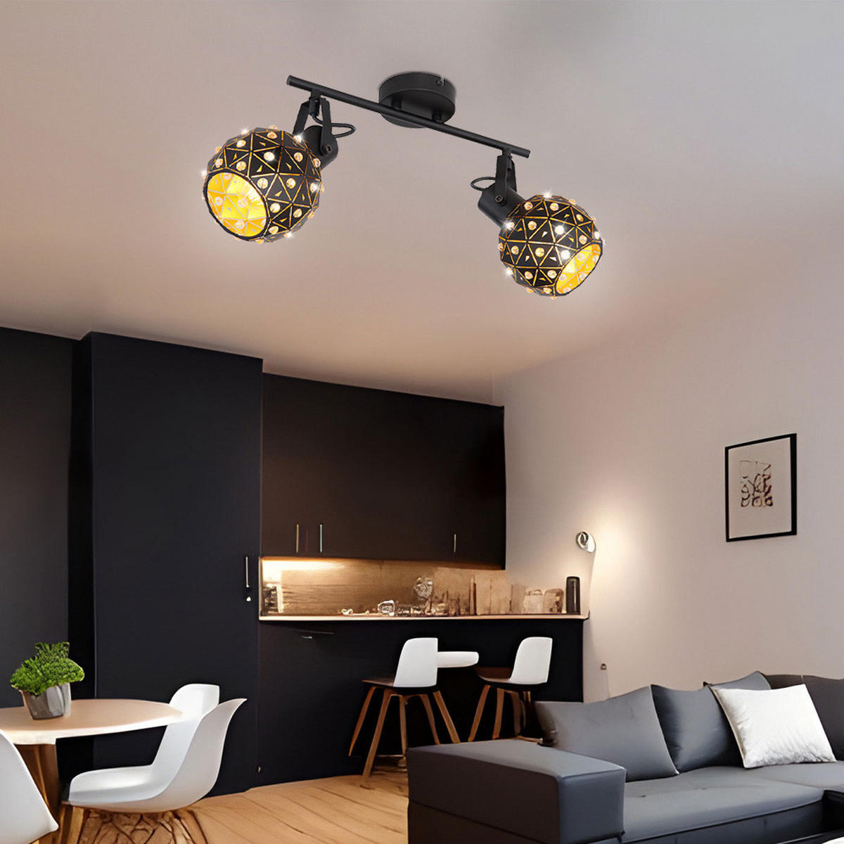 DECKENLEUCHTE Jodie Metall Schwarz - Schwarz, Metall (35/12/26cm) - Globo Lighting