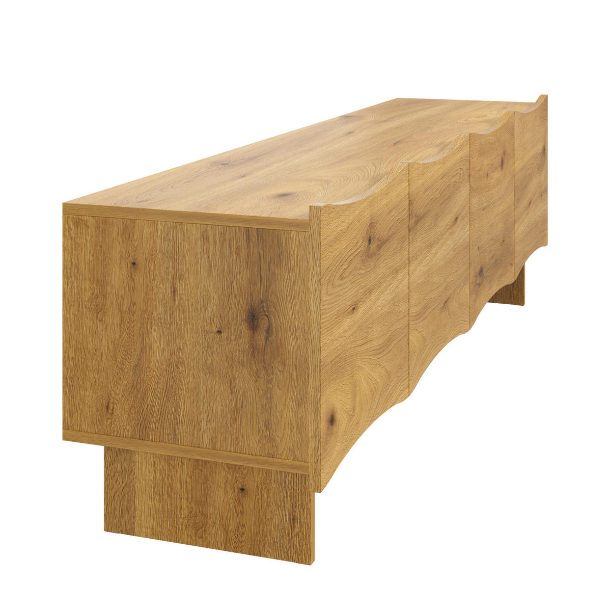 LOWBOARD 155/36/47 cm in Natur aus Spanplatte mit Wellenmuster - Eichefarben, Holzwerkstoff (36/47/155cm) - OKMYHOME