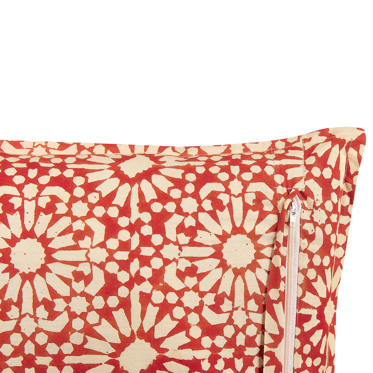 DEKOKISSEN Creme 45/45 cm Ceiba - Rot/Creme, Naturmaterialen/Textil (45/45cm) - Beliani