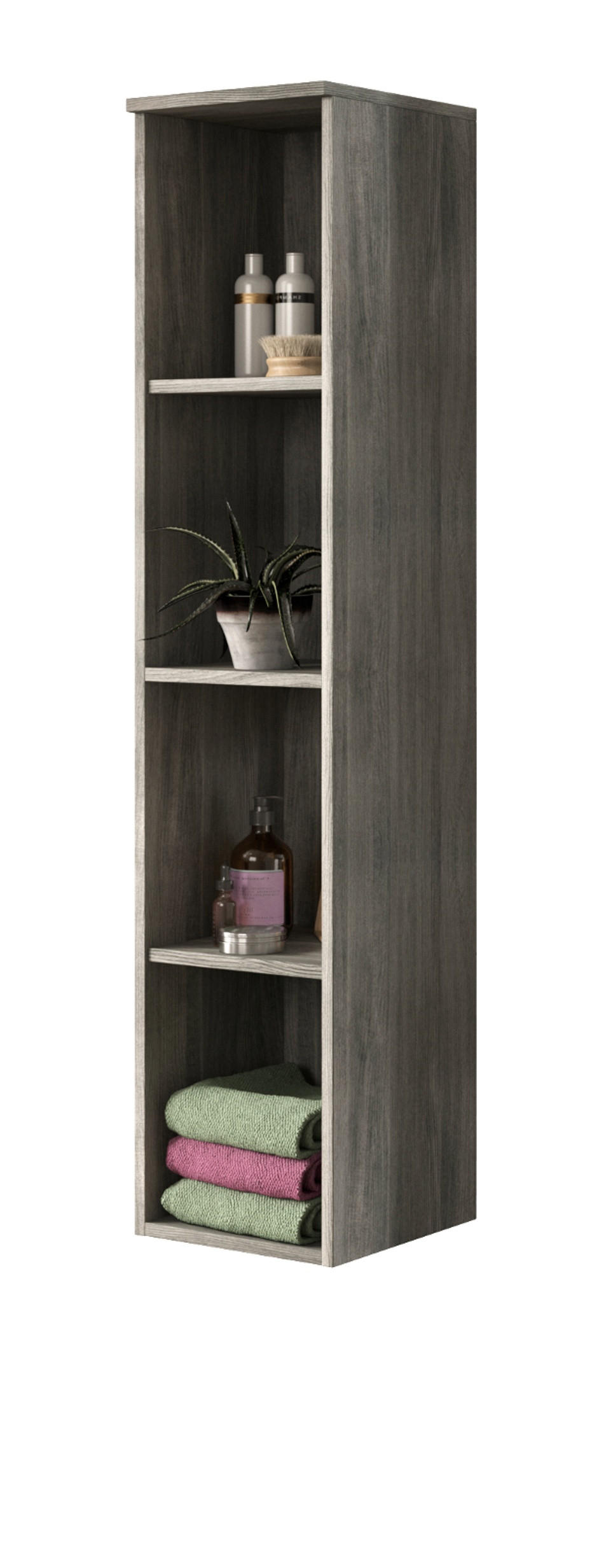 HÄNGEREGAL grau Rauchsilber 30 cm, Badezimmerregal mit 4 Fächern - Grau, Holzwerkstoff (30/136/31cm) - Inn.Furn