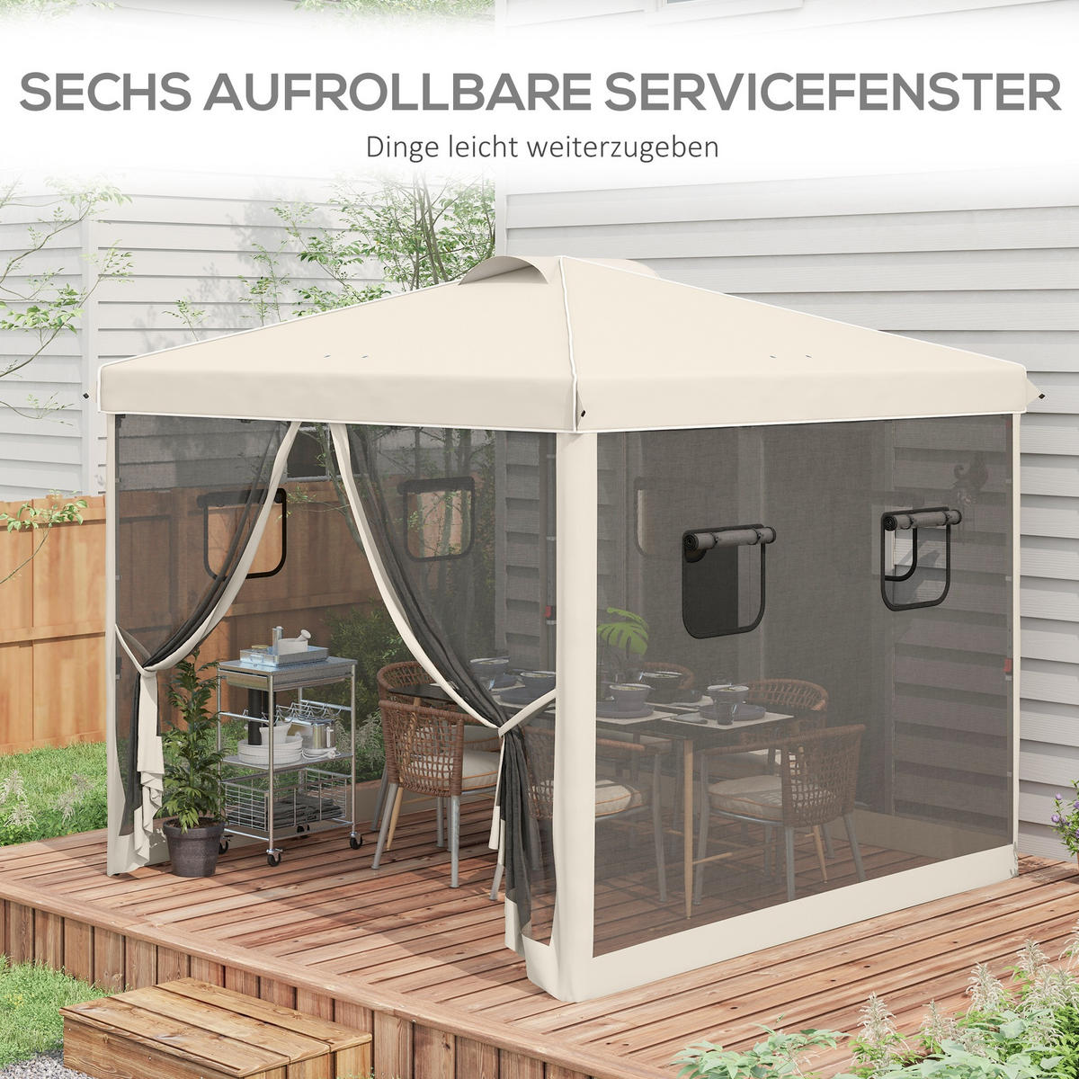 FALTPAVILLON, Grau, Stahl, Oxfordstoff, Nylon - Beige, Metall (297/287/297cm) - Outsunny