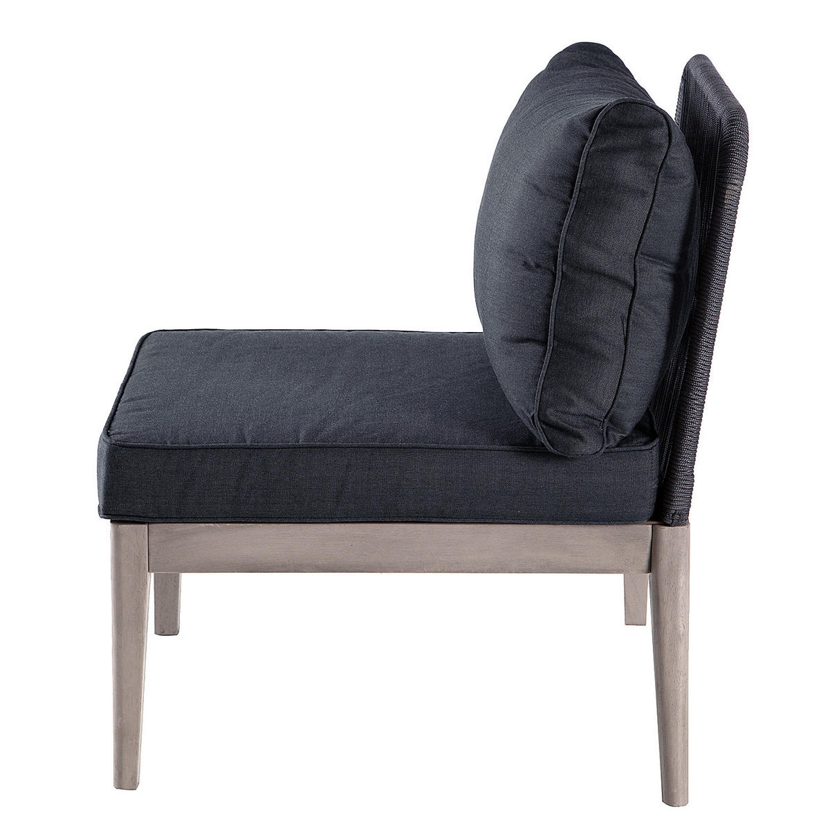 LOUNGESESSEL - Webstoff / Akazie massiv - Anthrazit / Grau - Anthrazit/Braun, Holz/Textil (62/78/74cm) - home24