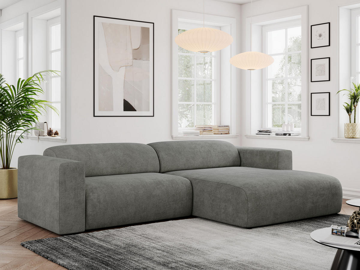 ECKSOFA PASADENA Grau Struktur - Rechts Seite - Schwarz/Grau, Kunststoff/Textil (180/288cm) - MKS