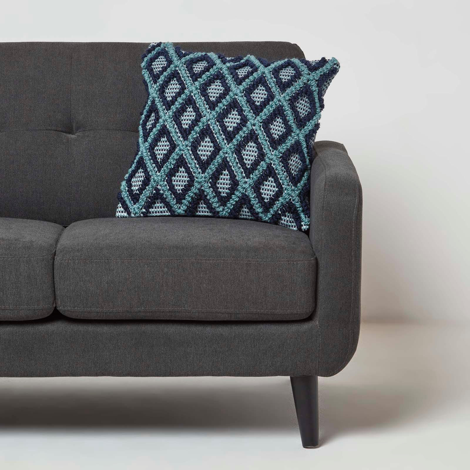 DEKOKISSEN Tula 45/45 cm mit 3D-Muster - Blau, Textil (45/45cm) - Homescapes