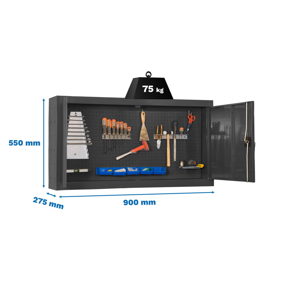 WERKZEUGSCHRANK Hängend Amego HxBxT 55x90x27,5 cm Metall Abschließbar Anthrazit - Anthrazit, Metall (90/55/27.5cm) - PROREGAL