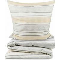 BETTWÄSCHE Viola 155x220cm + Kissenbezug 80x80cm Beige Biber - Beige, Textil (155/220cm) - Beautissu 
