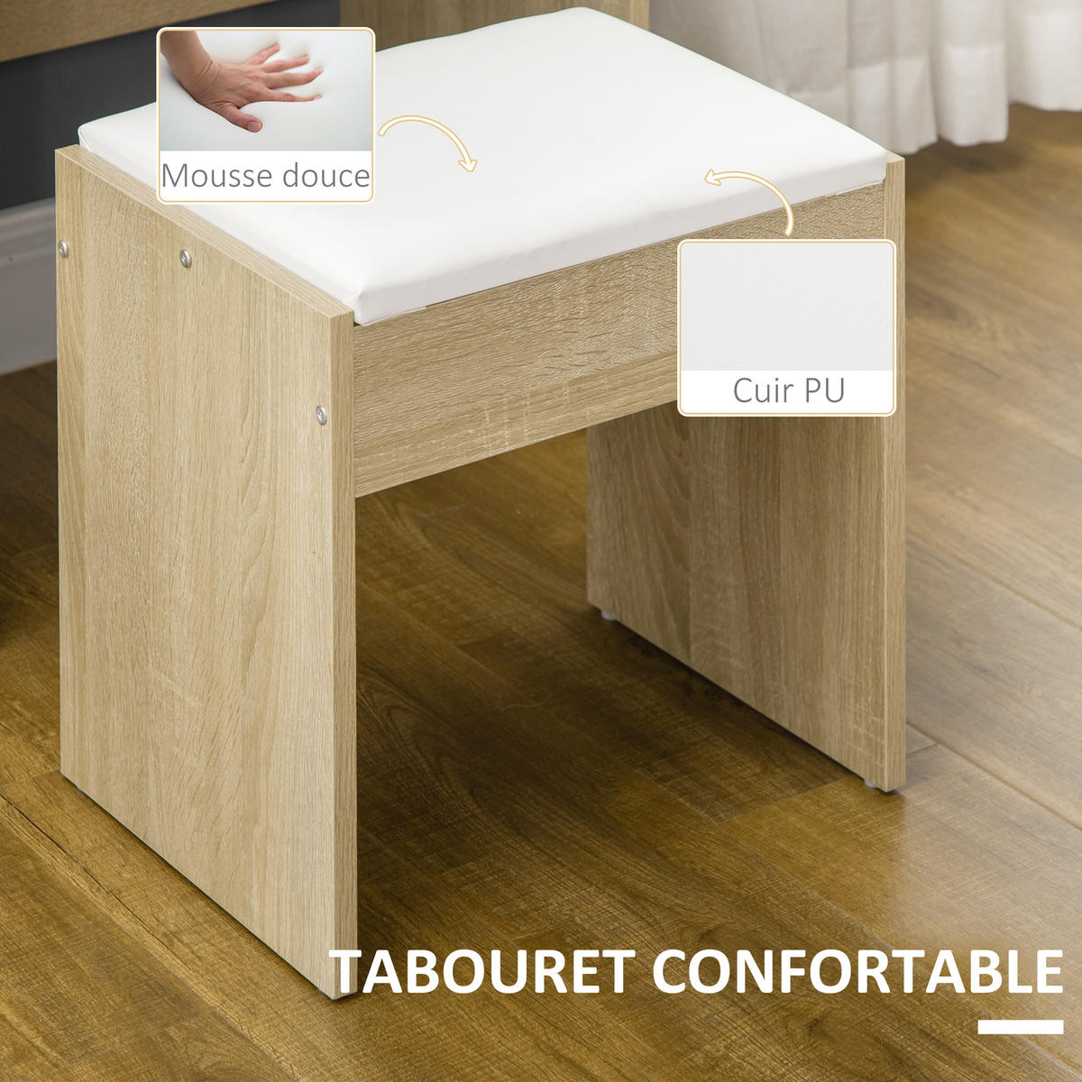 SCHMINKTISCH DE-18288 Naturholz - Naturfarben, Holzwerkstoff (38/143/80cm) - ComfortXL
