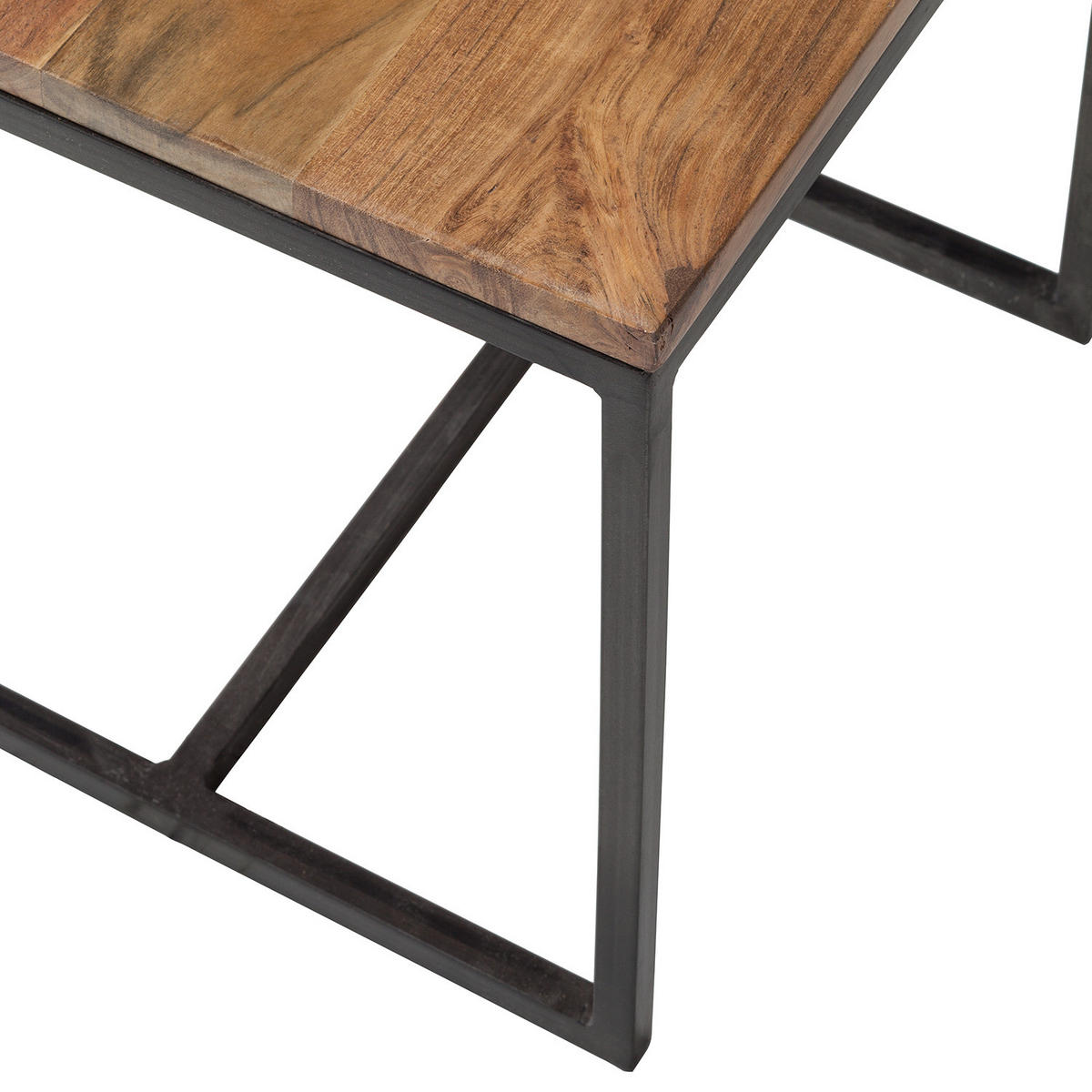 BEISTELLTISCH - Akazie massiv / Eisen - Akaziefarben, Holz (35/35/35cm) - home24