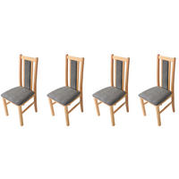 ESSZIMMERSTUHL - 4er-Set Bos 14 grandson aston 6 - Eichefarben/Graubraun, Holz (43/94/40cm) - Leaf Design