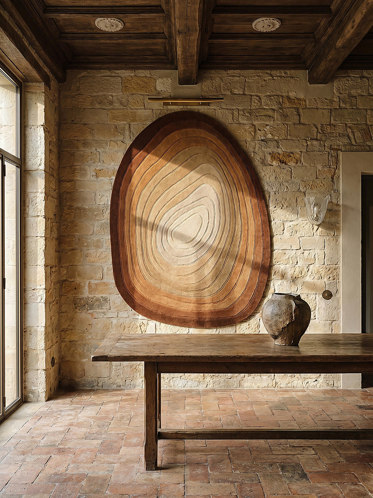 TEPPICH Wolle, Organische Form, Ombre Farbverlauf, Handgefertigt, Hoch-Tief-Flor-Effekt Terrakotta Oval 200x290 - Orange, Textil (290/200cm) - KADIMA DESIGN