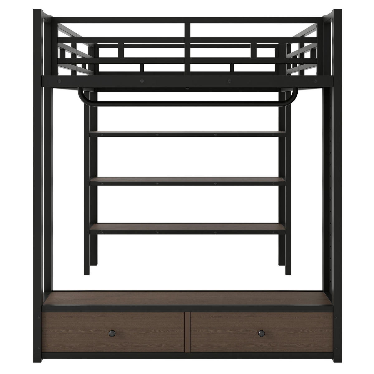 HOCHBETT 140/200 cm Schwarz aus Metall mit LED und Stauraum - Schwarz, Metall (140/200cm) - MIVRAY