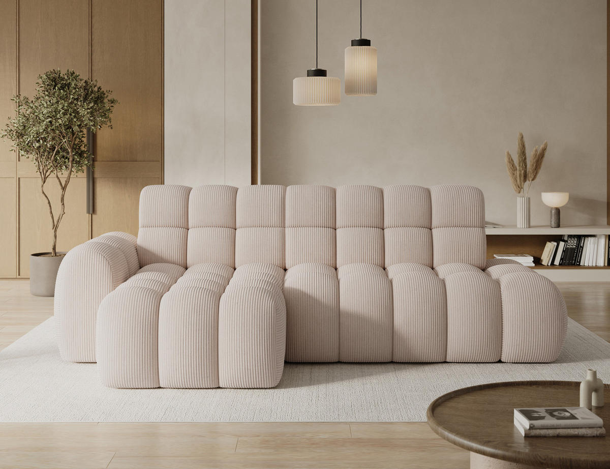 ECKSOFA Lorveno L - Creme (Jarell 20) - Creme, Holzwerkstoff (283/165cm) - Möblo