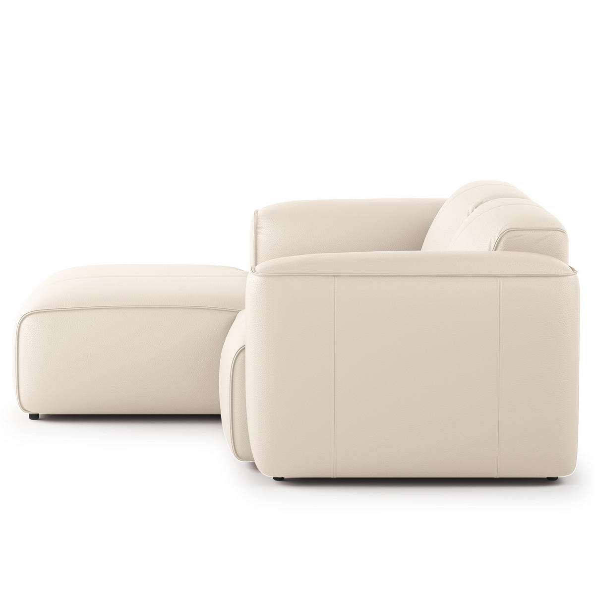 ECKSOFA mit XL-Longchair - Hellgrau/Schwarz, Leder/Kunststoff (260/171cm) - home24