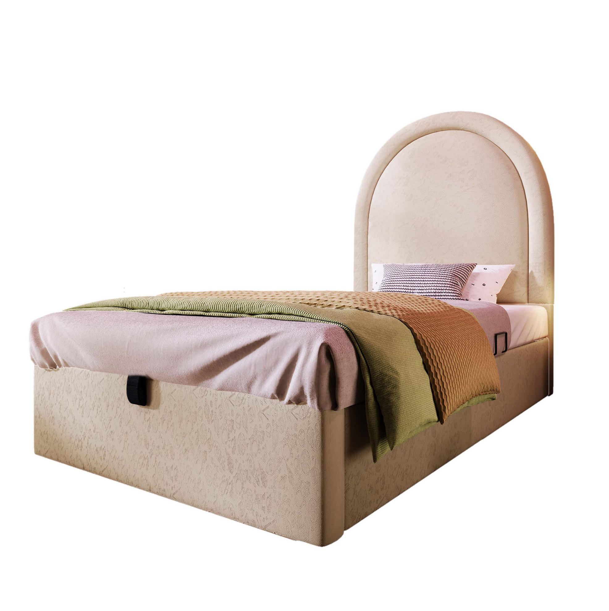 KINDERBETT 90/200 cm Beige aus PU mit Stauraum und hydraulischem Lattenrost - Beige, Kunststoff (90/200cm) - Flora Grace