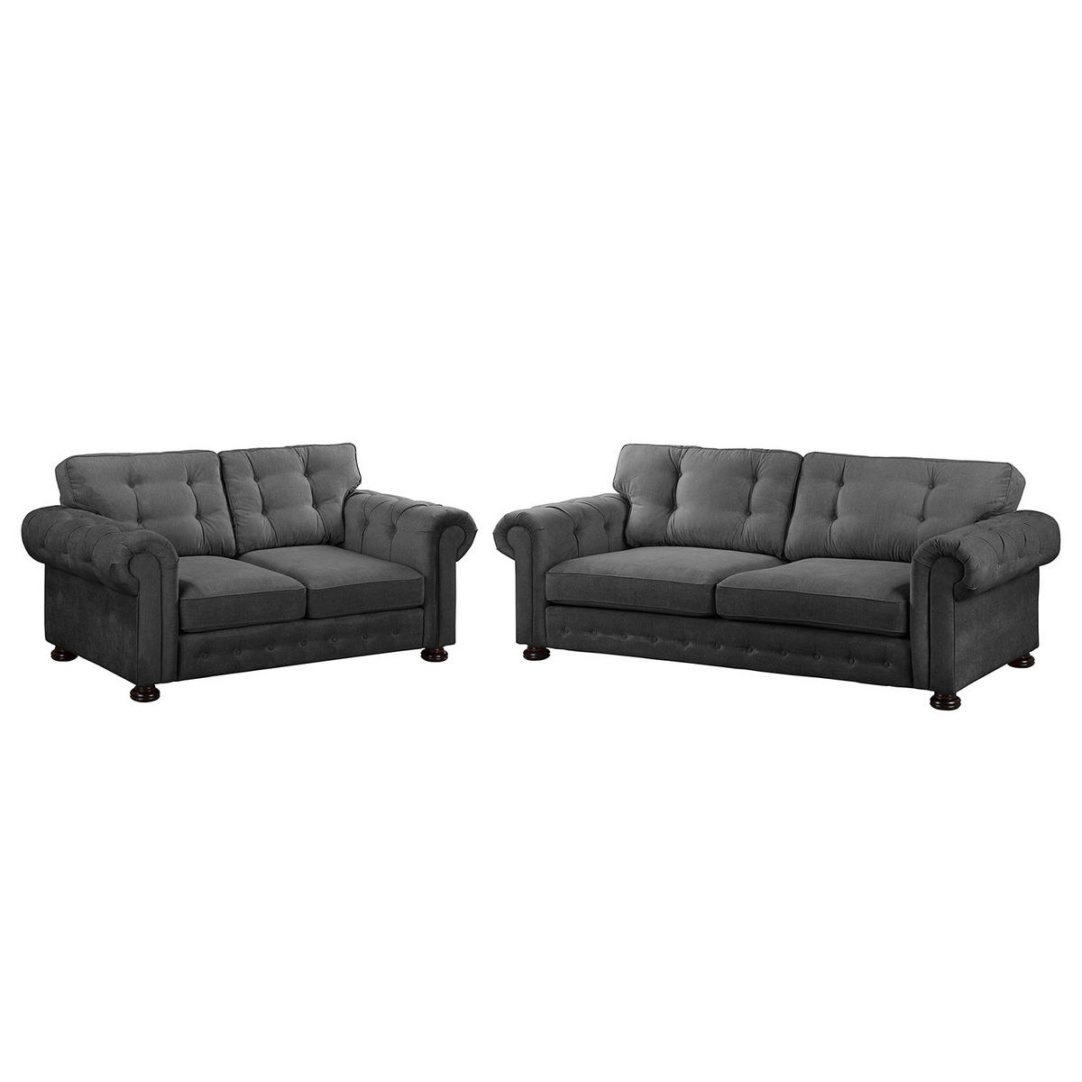 POLSTERGARNITUR (3-2) - Microfaser - Grau, Textil (1/1/1cm) - home24