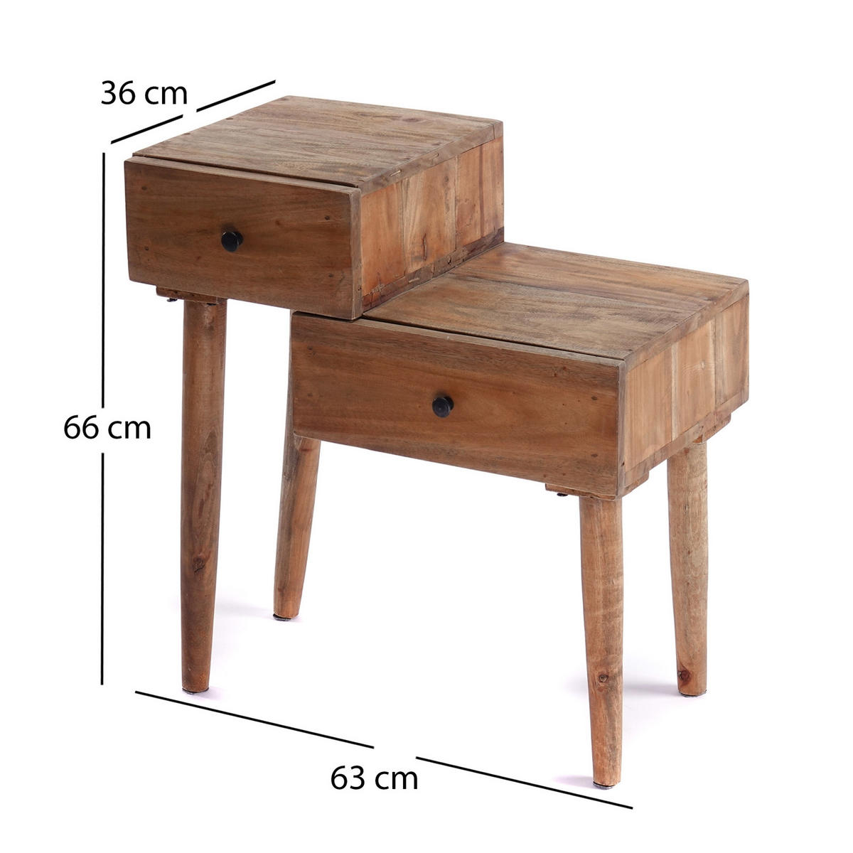 SIDEBOARD Level Mahagoni Massivholz, 2 Schubladen naturfarben - Naturfarben, Holz (63/66/36cm) - CREEDWOOD