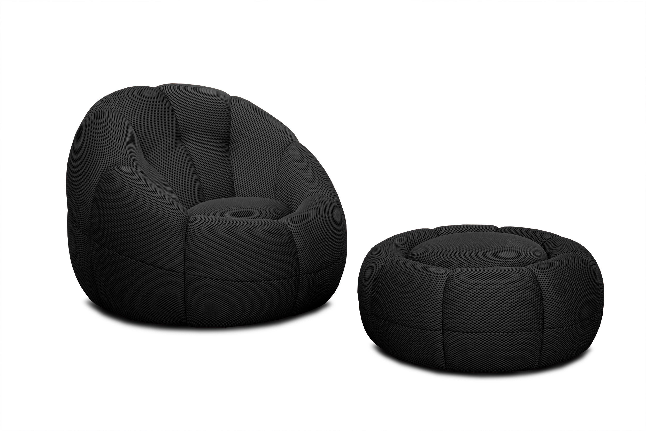 SESSEL UND POUF FIGO UND FAGO, schwarz - Schwarz, Holzwerkstoff/Textil (104/83/104cm) - Courtois Laville