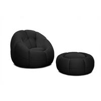 SESSEL UND POUF FIGO UND FAGO, schwarz - Schwarz, Holzwerkstoff/Textil (104/83/104cm) - Courtois Laville