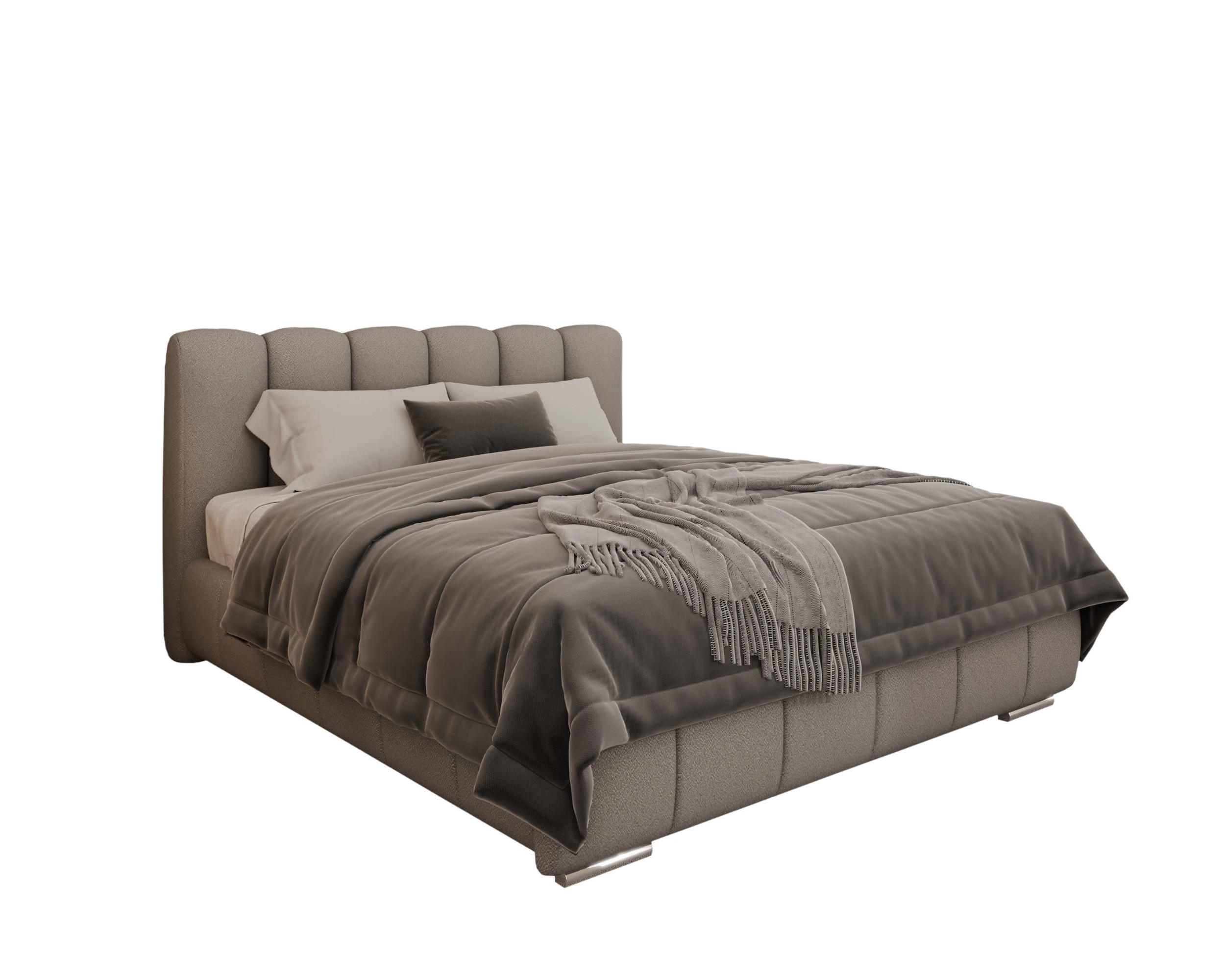 POLSTERBETT Zaira 160x200cm – Elegantes Polsterbett für modernen Wohnstil , ohne matratze, hellgrau - Hellgrau, Holz (160/200cm) - Homesy
