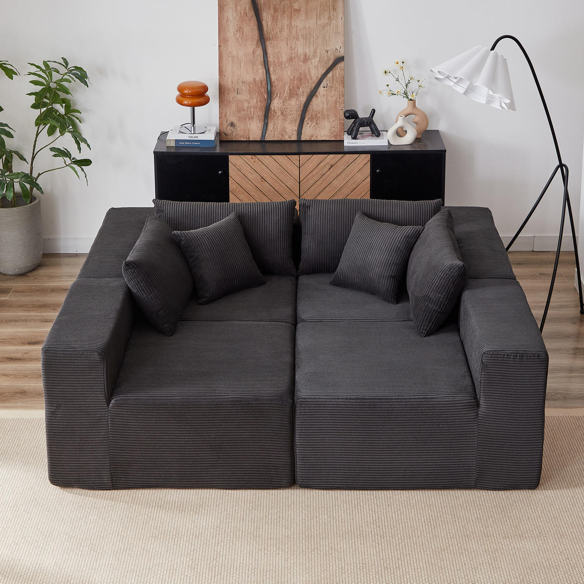 ECKSOFA 264/167/71 cm Schwarz Cord - Schwarz, Textil (264/167cm) - Oxeza