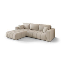ECKSOFA mit schlaffunktion und bettkasten MILO PREMIUM, stoff WIND, Beige, Links - Beige, Holz (280/190cm) - Kaiser Möbel