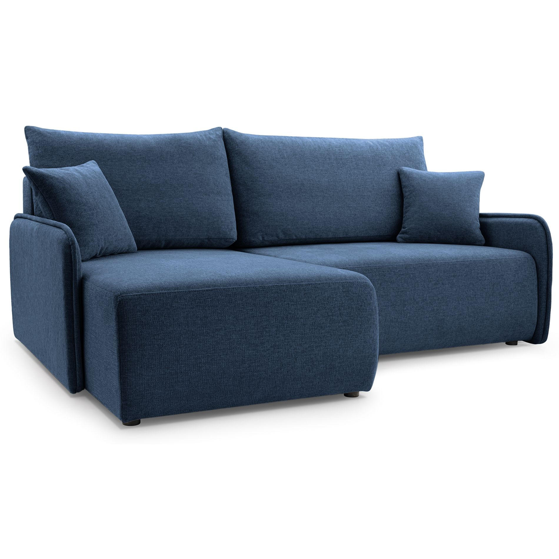 ECKSOFA Netarro, Marineblau Chenille, linksseitig - Schwarz/Dunkelblau, Kunststoff/Textil (198/147cm) - Selsey