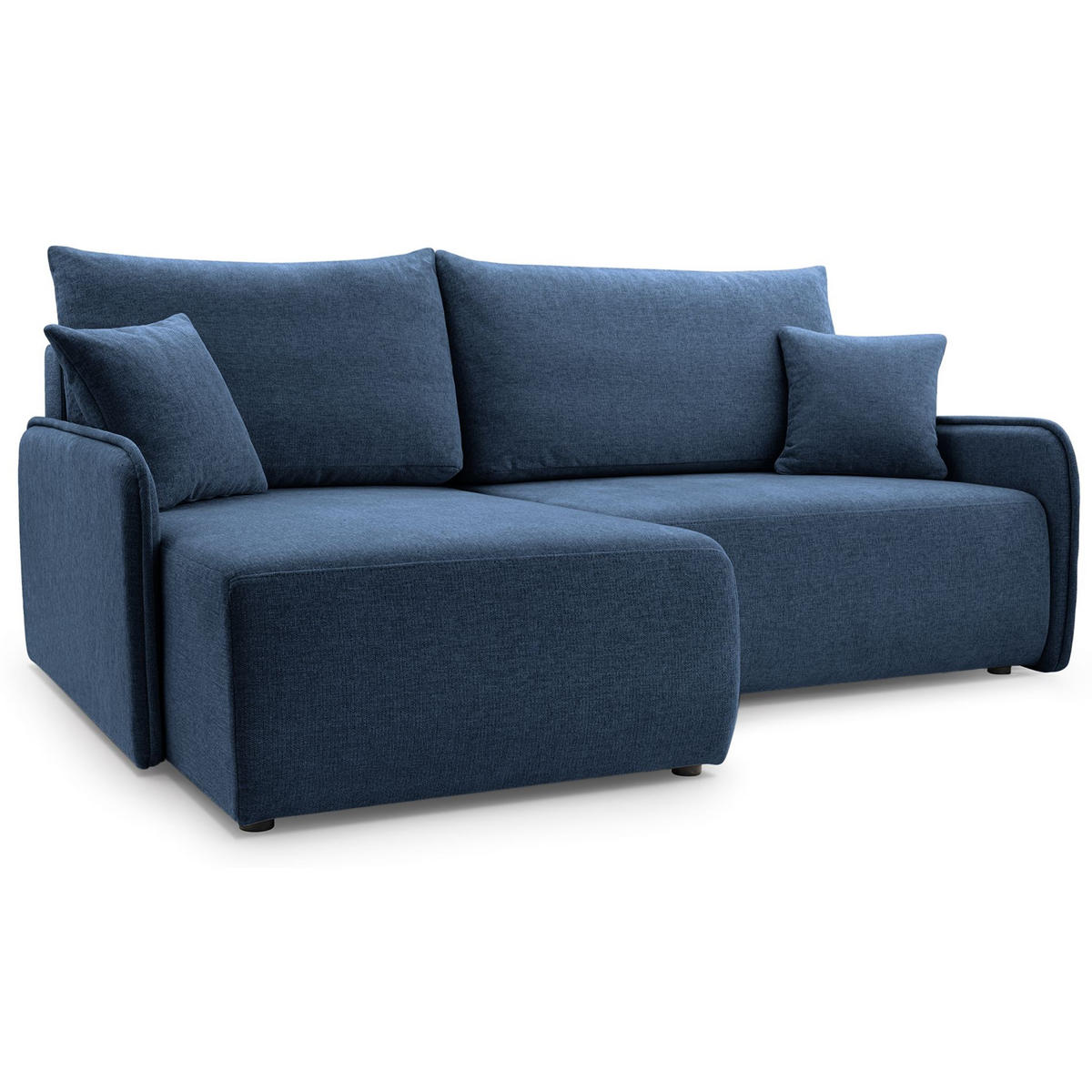 ECKSOFA Netarro, Marineblau Chenille, linksseitig - Schwarz/Dunkelblau, Kunststoff/Textil (198/147cm) - Selsey